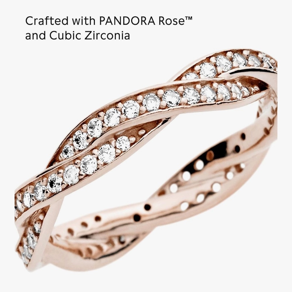 Pandora Rose Gold Twisted Ring with Sparkling Stones